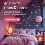 Palettes de couleurs roses et licorne pour une chambre d'enfant