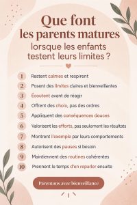 Un parent discutant doucement avec un enfant qui teste ses limites