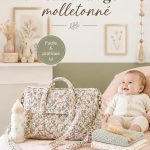 Sac à langer molletonné fait main sur une table de couture.