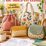 Un joli sac en tissu coloré sur un fond lumineux, illustrant l'art de la couture.