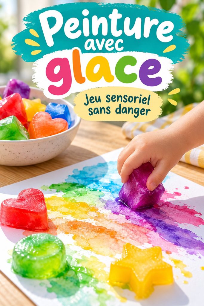 Enfant s'amusant à peindre avec de la peinture glacée colorée