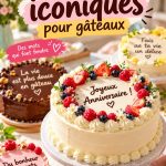 Gâteau décoré avec des phrases iconiques en écriture cursive