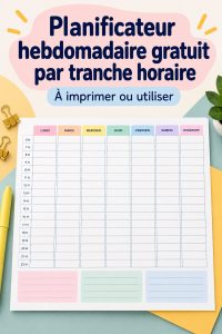 Un planificateur hebdomadaire ouvert sur une table avec des stylos, prêt à être utilisé en famille.