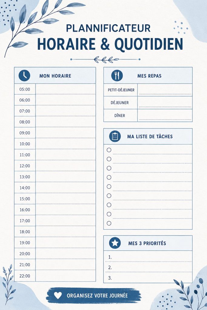 Un planner quotidien à imprimer pour aider les familles à s'organiser