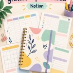 Capture d'écran d'un planner Notion scolaire avec un design organisé et esthétique.