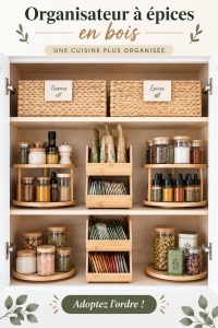 Porte-épices en bois bien organisé dans une cuisine moderne
