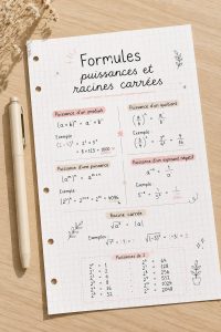 Illustration des puissances et racines carrées en mathématiques.