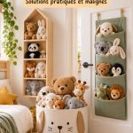 Des idées de rangement malines et esthétiques pour les peluches d'enfants.