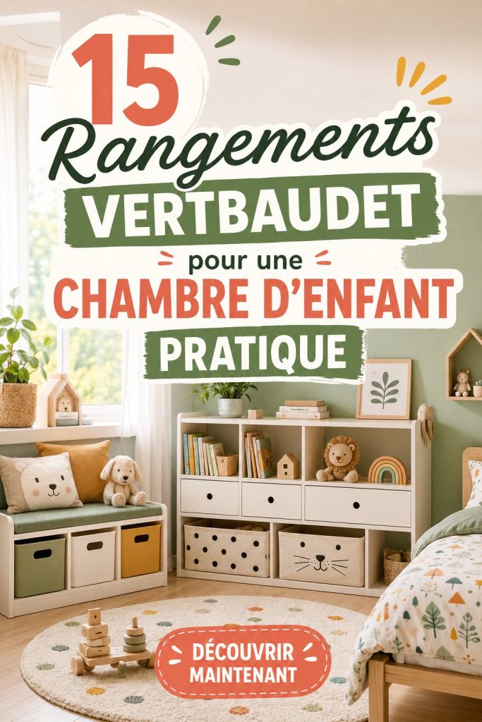Une chambre d'enfant décorée avec des rangements Vertbaudet pratiques et colorés