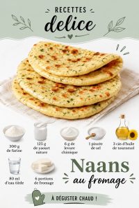Naans au fromage chauds juste sortis du four, propices à un repas convivial