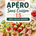 Recettes apéro sans cuisson pour enfants sur une table colorée.
