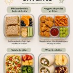 Recettes de boîtes à lunch saines pour enfants avec fruits et légumes colorés