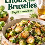 Un plat coloré de choux de Bruxelles cuisinés, parfaits pour un repas enfant.