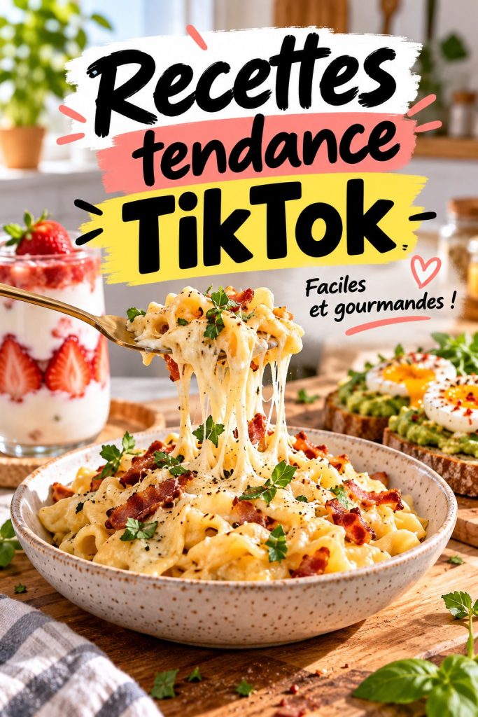 Lunchbox colorée avec des recettes tendances de TikTok pour enfants.