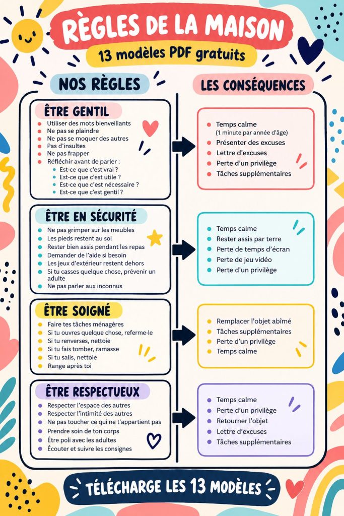 Modèles de règles de vie familiale imprimables