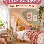 Chambre de fille décorée avec des couleurs vives et des éléments ludiques