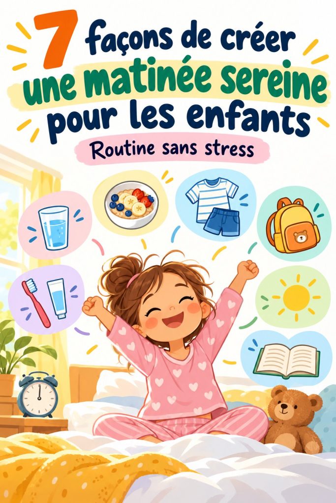 Image de plusieurs enfants heureux se préparant le matin