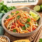 Salade thaïlandaise aux cacahuètes servie dans une bol.