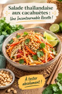 Salade thaïlandaise aux cacahuètes servie dans une bol.