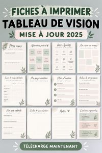 Tableau de vision coloré avec des images et des mots inspirants pour 2025.