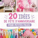 Thèmes de fêtes d'anniversaire pour petites filles avec décorations colorées et gâteaux.