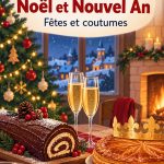 Une table parfaitement dressée pour le réveillon de Noël, mettant en valeur des plats traditionnels français.
