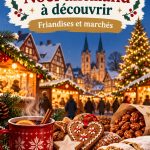 Un marché de Noël allemand avec des décorations lumineuses et des stands de gourmandises