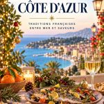 Un marché de Noël sur la Côte d'Azur illuminé, symbole des traditions festives françaises.