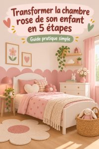 Chambre rose douillette pour enfant, décorée avec des accessoires harmonieux